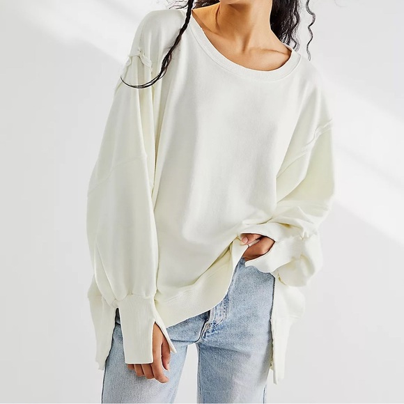 NEW Free People Camden Sweatshirt in Vanilla Frenchnilla size Small *last one* - Picture 2 of 3